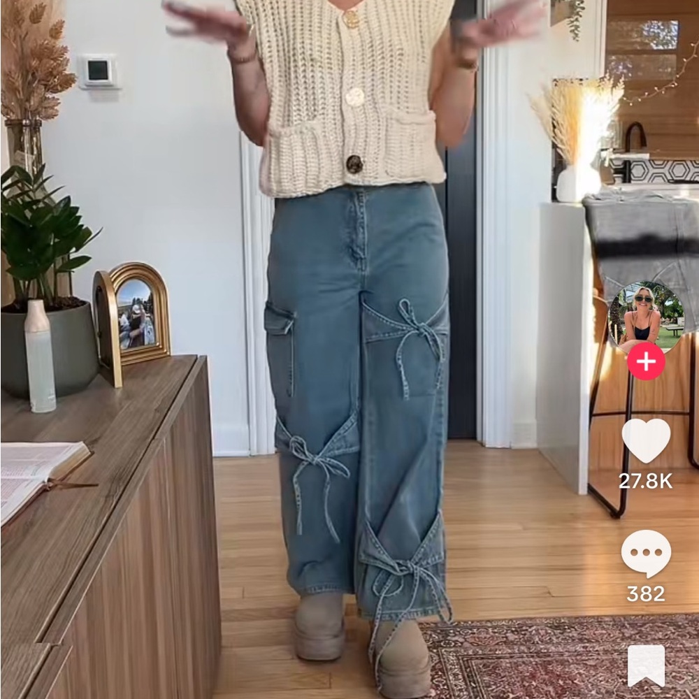 Cider Blue Flare Jeans with Bow Accents